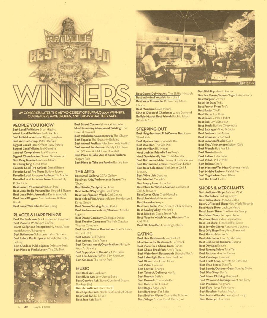 ARTVOICE'S BEST OF BUFFALO WINNERS 2007